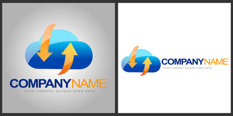 professional blue color cloud logo or icon.