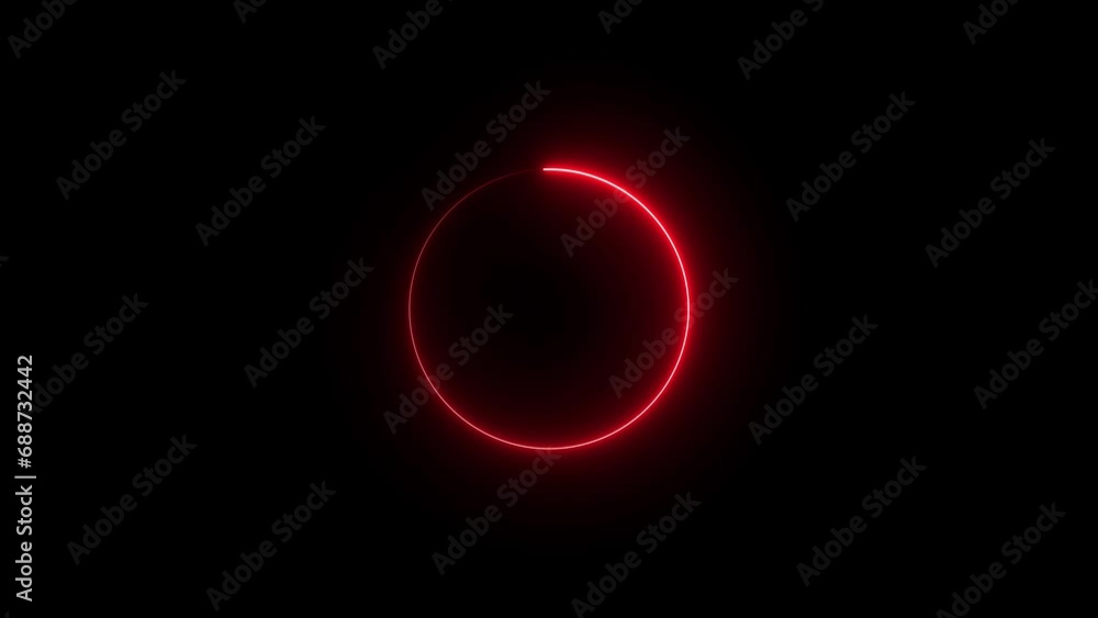 Poster neon lights circle in motion seamless vj loop animation black background. blue color circle.e_16