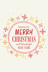 Abstract Christmas greeting card with colourful snowflakes. Vector illustration