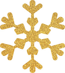 Gold glitter snowflake, golden snowflake