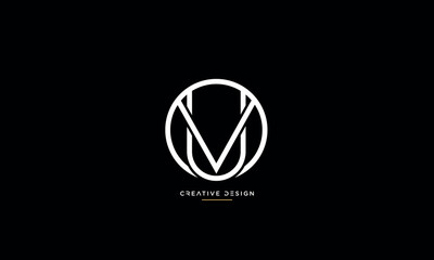 Alphabet letters VU or UV logo monogram