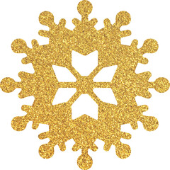 Gold glitter snowflake, golden snowflake