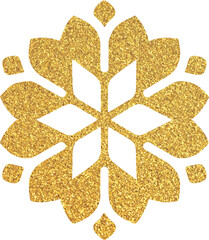 Gold glitter snowflake, golden snowflake