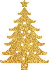 Gold glitter Christmas tree, golden Christmas tree