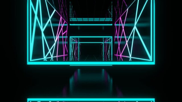 Cyan ann Pink Cyberpunk Movement on Elevator Background VJ Loop in 4K