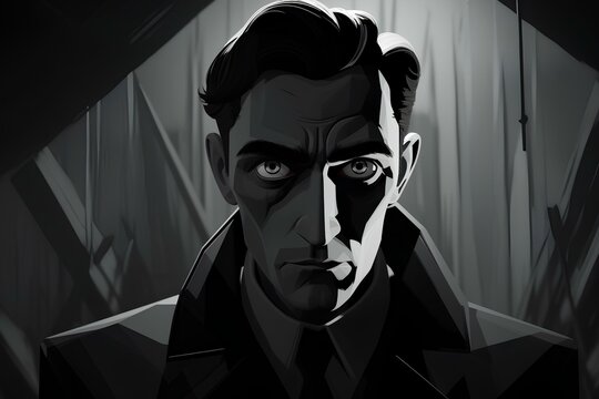 a enigmatic protagonist, with an air of mystery and a suspicious expression. generative AI