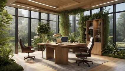 Fototapeta premium nature inspired office space