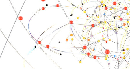 Abstract polygonal space with connecting dots and lines. Dark background. Connection structure. 3d...