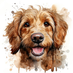 watercolor Goldendoodle clipart, Generative Ai