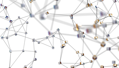 Abstract 3d rendering of network concept. Modern background. Futuristic shape with spheres and lines. Design for poster, cover,