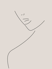 Outline portrait of woman in contemporary minimalist style.