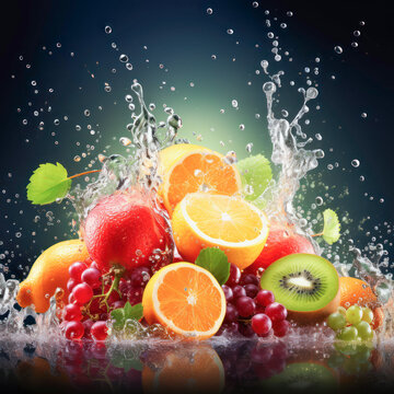 Water splash on fresh fruits bunch © Bilal
