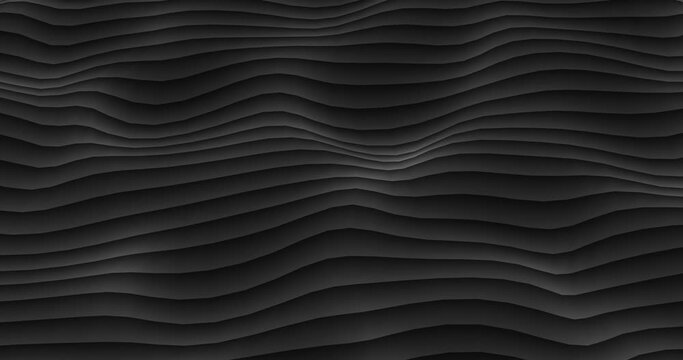 Wave of particles. Futuristic dots background with a dynamic wave. Big data. 3d rendering. Seamless loop. Black and Blue Background animation.