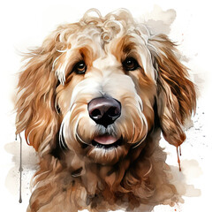 watercolor Goldendoodle clipart, Generative Ai