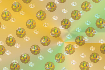 Digital symbol patterns on a golden and teal backdrop