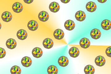 Digital symbol pattern on a yellow and teal