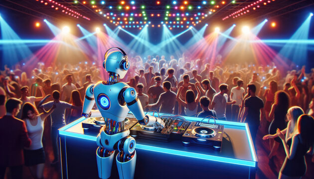 Humanoid robot as a DJ at a nightclub