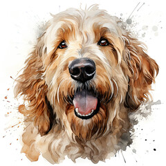 watercolor Goldendoodle clipart, Generative Ai