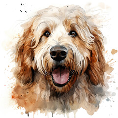 watercolor Goldendoodle clipart, Generative Ai