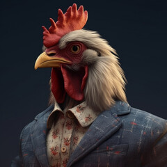 A Chicken wearing clothes like a Boss NFT Art Generative AI