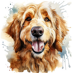 watercolor Goldendoodle clipart, Generative Ai