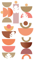 Abstract minimal op art, boho elements. Mid century vector set . Aesthetic contemporary geometric shapes. Design for your wall art, decoration, wallpaper.