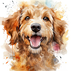 watercolor Goldendoodle clipart, Generative Ai