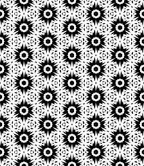 Black and white seamless abstract pattern. Background and backdrop. Grayscale ornamental design. Mosaic ornaments. Vector graphic illustration. EPS10.