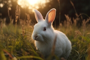 Baby bunnies in the green meadow