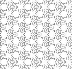 Black and white seamless abstract pattern. Background and backdrop. Grayscale ornamental design. Mosaic ornaments. Vector graphic illustration. EPS10.