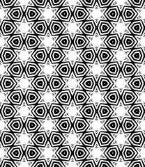 Black and white seamless abstract pattern. Background and backdrop. Grayscale ornamental design. Mosaic ornaments. Vector graphic illustration. EPS10.