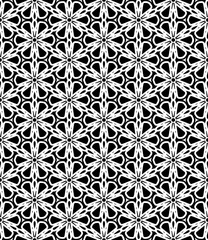 Black and white seamless abstract pattern. Background and backdrop. Grayscale ornamental design. Mosaic ornaments. Vector graphic illustration. EPS10.