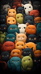 Fototapeta premium Colorful Cats Looking in One Direction