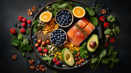 plate with healthy food. tasty healthy food.Concept of healthy eating.