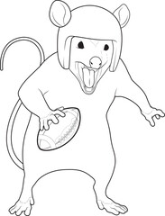 Opossum American Football Sports Animal Vector Graphic Art Illustration