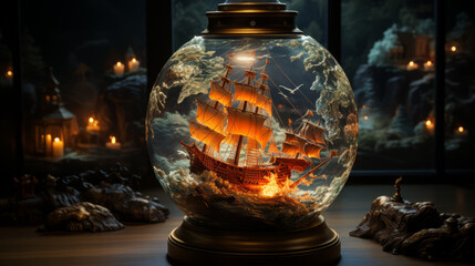 Ship in a glass globe