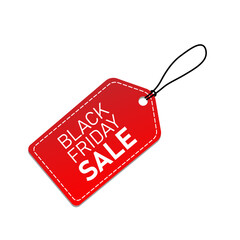 black friday sale red tag with shadow on white background