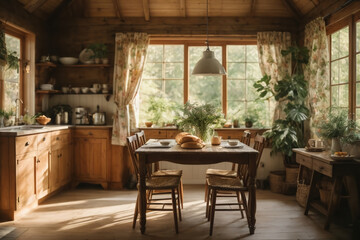 Fototapeta na wymiar In a cozy cottage kitchen nestled in a forest generated with AI