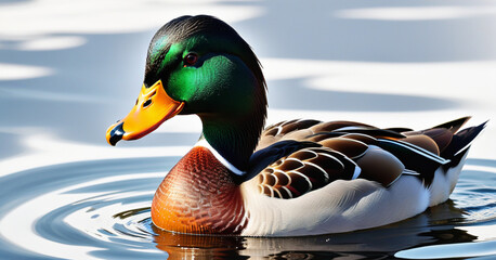 beautiful duck swimming