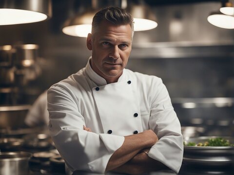 portrait of Master chef in Michelin restaurant kitchen
