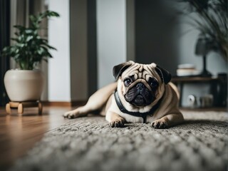portrait of Pug at home
