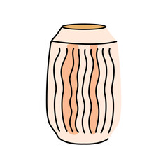 Decorative vase for flowers flat element. Interior decor. Vector isolated sign.