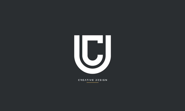 UC or CU Alphabet letters icon logo