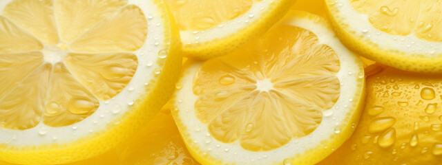 of a lemon in water drops.