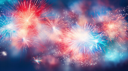 Fototapeta premium vibrant fireworks catching fire in the dark night sky