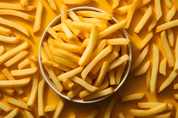  fries on pastel yellow background