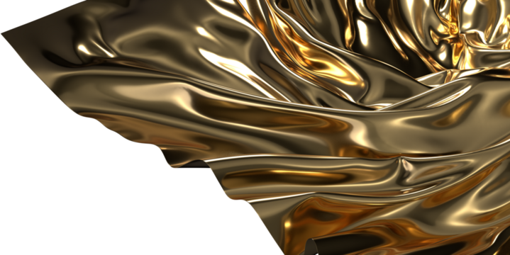 Golden Dimension: Abstract 3D Gold Cloth Illustration with Depth and Dimension