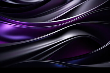 Dynamic Opulence Abstract Black Luxury Geometric Background with Flowing Lines and Waves, Showcasing Modern Shiny Wavy Lines on a Striking Black and Purple Color Palette. created with Generative AI