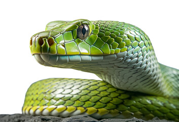 Fototapeta premium Giftschlange Grüne Mamba, Freigestellt vor transparentem Hintergrund, Generative AI