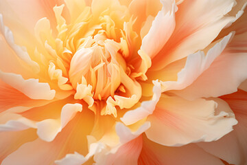 Close up of yellow and peach colored peony flower